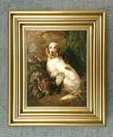 Gilt Framed Oleograph of Setters in Woodland