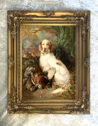 Fine Oleograph on Canvas of a Pair of Setters with Game
