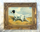 Gilt Framed Oleograph of  an English Setter in a Moorland Landscape