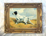 Gilt Framed Oleograph of  an English Setter in a Moorland Landscape