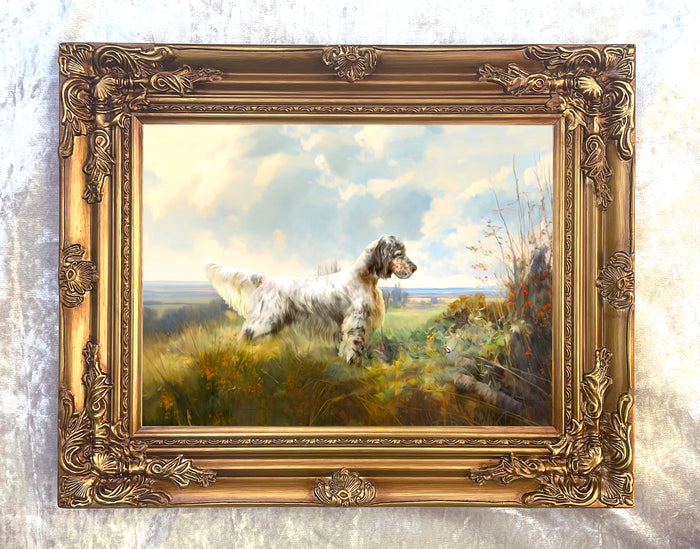 Fine Oleograph on Canvas - An English Setter in the Field