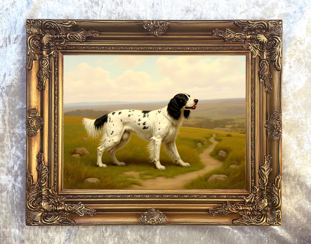 Fine Oleograph on Canvas - English Setter in a Moorland Landscape