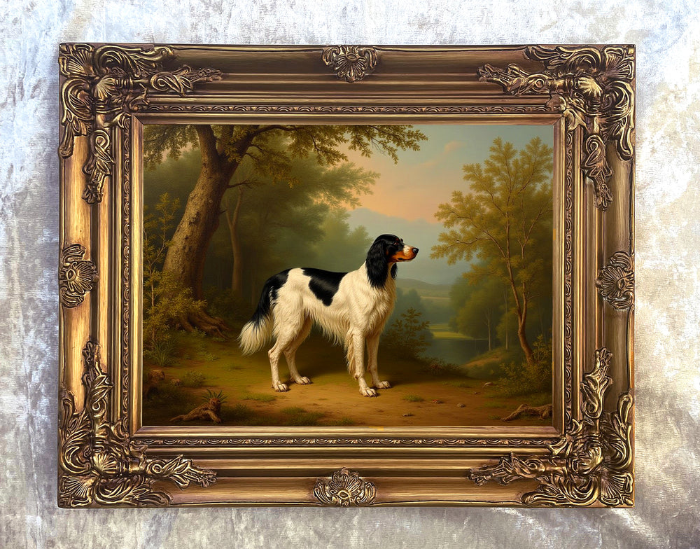 Fine Oleograph on Canvas - English Setter in Woodland