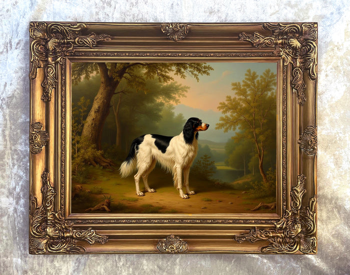 Fine Oleograph on Canvas - English Setter in Woodland