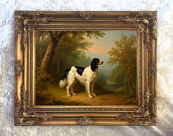 Fine Oleograph on Canvas - English Setter in Woodland