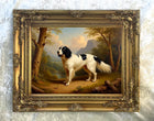 Fine Oleograph on Canvas - English Black & White Setter in a Woodland Landscape
