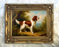 Fine Oleograph on Canvas - English Setter in a Woodland Landscape