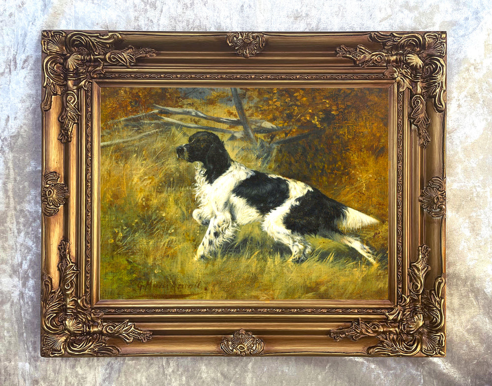 Gilt Framed Oleograph of a Setter in a Copse
