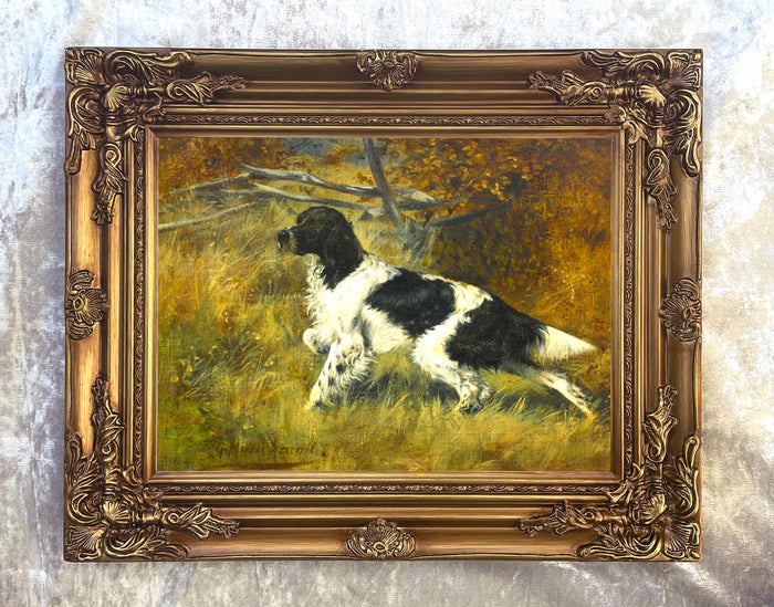 Gilt Framed Oleograph of a Setter in a Copse