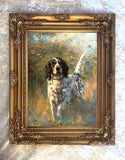 Fine Oleograph on Canvas - Setter in a Woodland Landscape after P.L.Rosseau