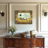 Gilt Framed Oleograph of  an English Setter in a Moorland Landscape