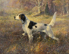 Fine Oleograph on Canvas - English Setter on Point in an extensive Landscape