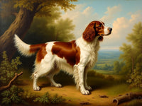 Fine Oleograph on Canvas - English Setter in a Woodland Landscape