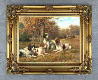 Gilt Framed Oleograph - 4 Setters in a Landscape