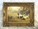Fine Gilt Framed Lithograph - Pair of Setters in a Landscape "On the Scent"