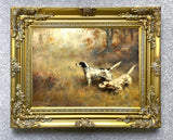 Fine Gilt Framed Lithograph - Pair of Setters in a Landscape "On the Scent"