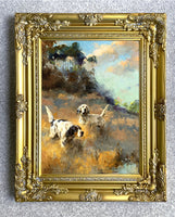 Excellent Lithograph on Canvas - A Pair of English Setters in a Landscape