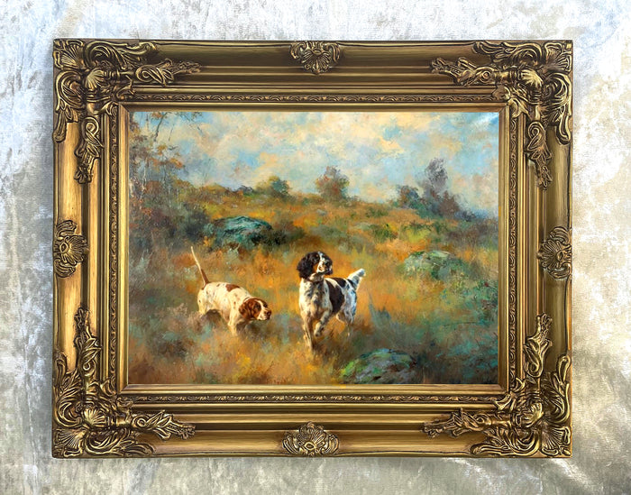 Fine Lithograph on Canvas - An English Setter & Pointer - On the Scent