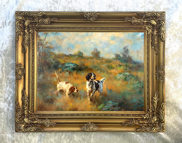 Fine Lithograph on Canvas - An English Setter & Pointer - On the Scent