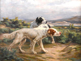 Fine Lithograph on Canvas - A Pair of English Setters on a Moor