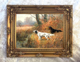 Fine Oleograph on Canvas of Setters in a River Landscape.