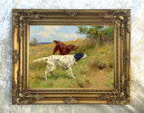 Fine Oleograph on Canvas of a Pair of Setters in the Field