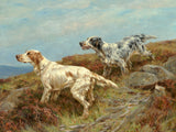 Fine Oleograph on Canvas - A Pair of Setters in the Field aft. Thomas Blinks