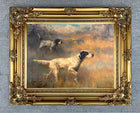 Fine Oleograph on Canvas - A Pair of English Setters in the Field - aft Rosseau
