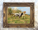 Gilt Framed Oleograph of a English Setters in a Moorland Landscape aft.Thomas Blinks