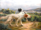 Fine Lithograph on Canvas - A Pair of English Setters on a Moor