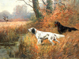 Fine Oleograph on Canvas of Setters in a River Landscape.