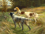 Fine Oleograph on Canvas of a Pair of Setters & a Pointer in the Field