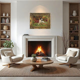 Gilt Framed Oleograph of a pair of English Setters - Waiting for the Guns