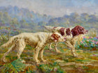 Framed Oleograph of  2 Setters in a Moorland Landscape aft. Rosseau