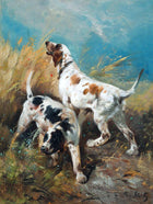 Fine Oleograph on Canvas - A Pair of Setters In The Field after Henri Schouten