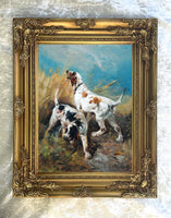 Fine Oleograph on Canvas - A Pair of Setters In The Field after Henri Schouten