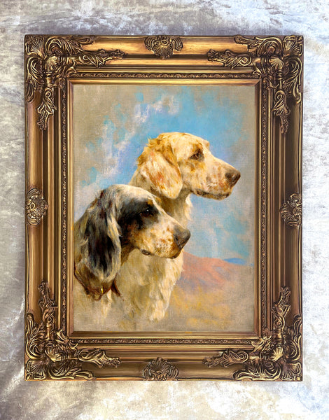 Gilt Framed Oleograph of a pair of English Setters