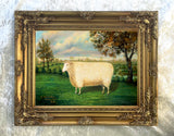Gilt Framed  Oleograph on Canvas - A Prize Sheep of the Old Lincoln Breed, 1835