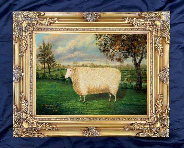 Gilt Framed  Oleograph on Canvas - A Prize Sheep of the Old Lincoln Breed, 1835