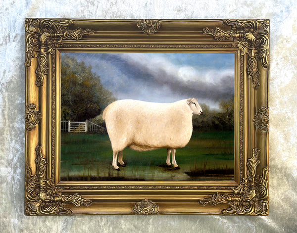 Gilt Framed  Oleograph on Canvas "A Champion Sheep"