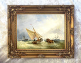 Gilt Framed Oleograph of Shipping in a Squall