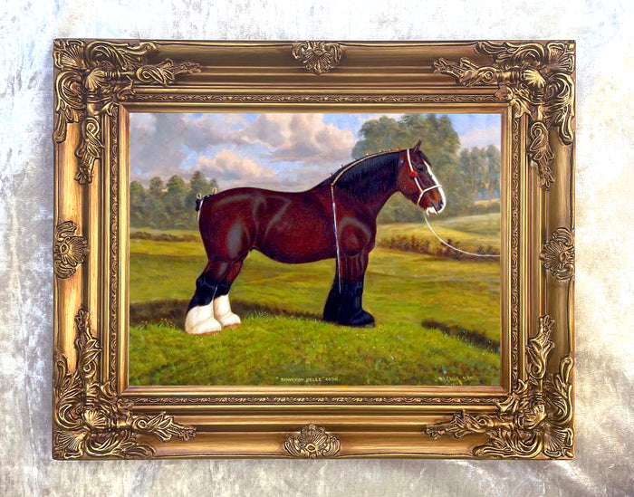 Oleograph on Canvas of the Bay Shire Horse 