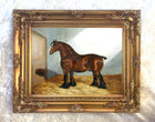 Oleograph on Canvas of a Bay Shire Horse in a Stable