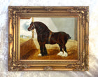 Oleograph on Canvas - A Shire Horse in a Stable aft. Albert Clark