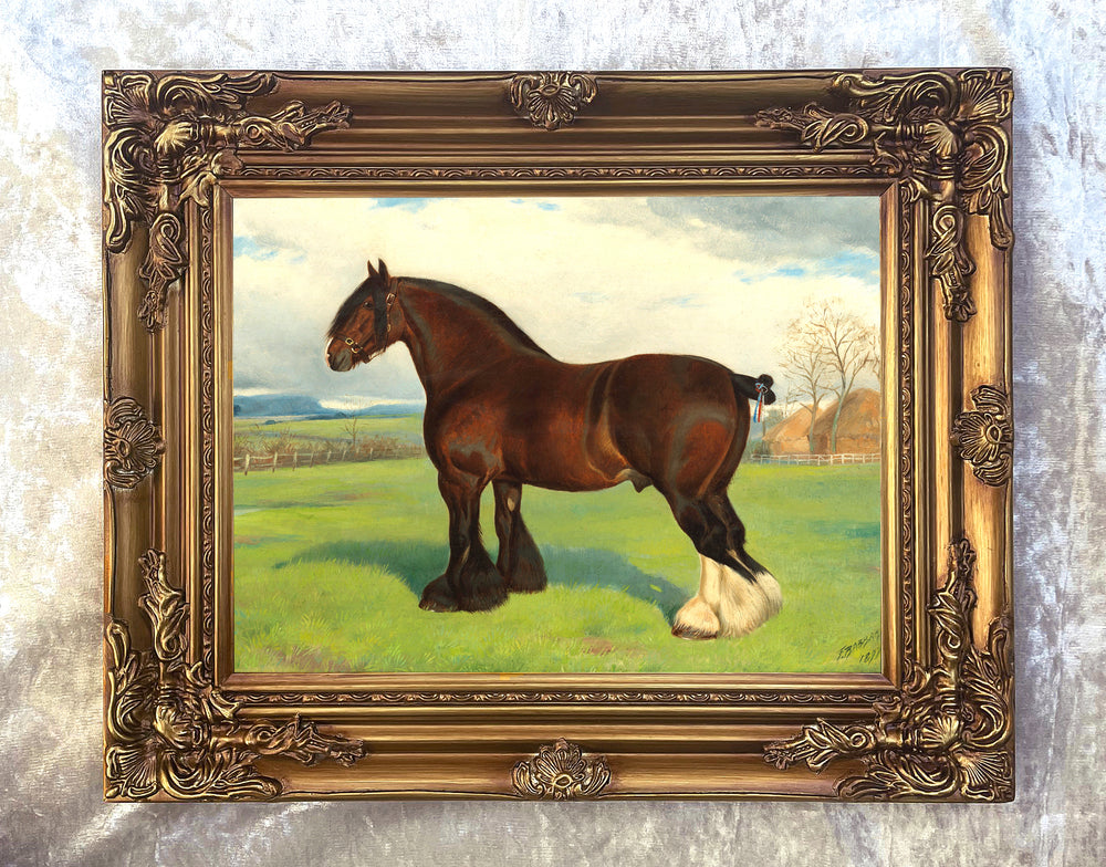 Fine Oleograph on Canvas of an English Shire Horse