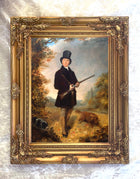 Fine Oleograph on Canvas -A Georgian Sportsman with his Gun Dogs