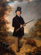 Fine Oleograph on Canvas -A Georgian Sportsman with his Gun Dogs