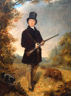 Fine Oleograph on Canvas -A Georgian Sportsman with his Gun Dogs