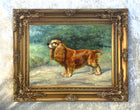 Framed Oleograph of  a Cocker Spaniel in a Wooded Landscape