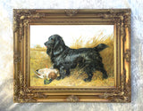Gilt Framed Oleograph of  a Spaniel with Game aft. John Emms
